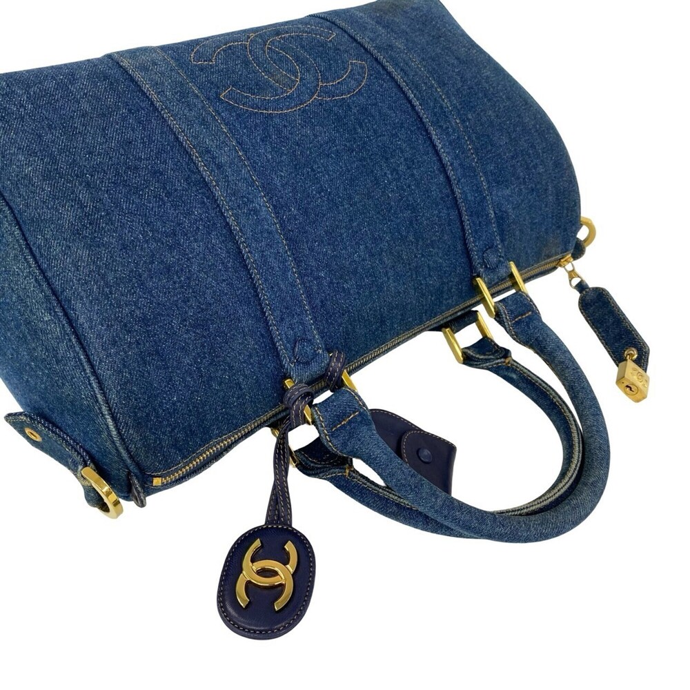 CHANEL Vintage Coco Mark Denim 2-Way Shoulder Bag/Handbag, Blue 32305 - Picture 4 of 10